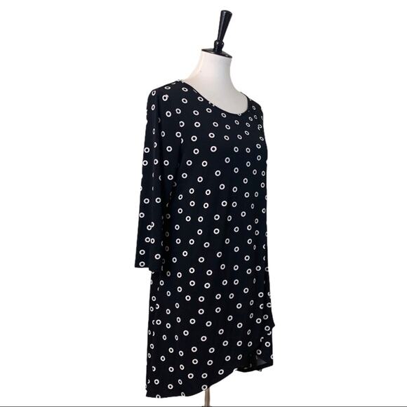 Chico’s Black Circle Print High Low Tunic Dress Size 1 - Women's Size Small - Picture 2 of 11